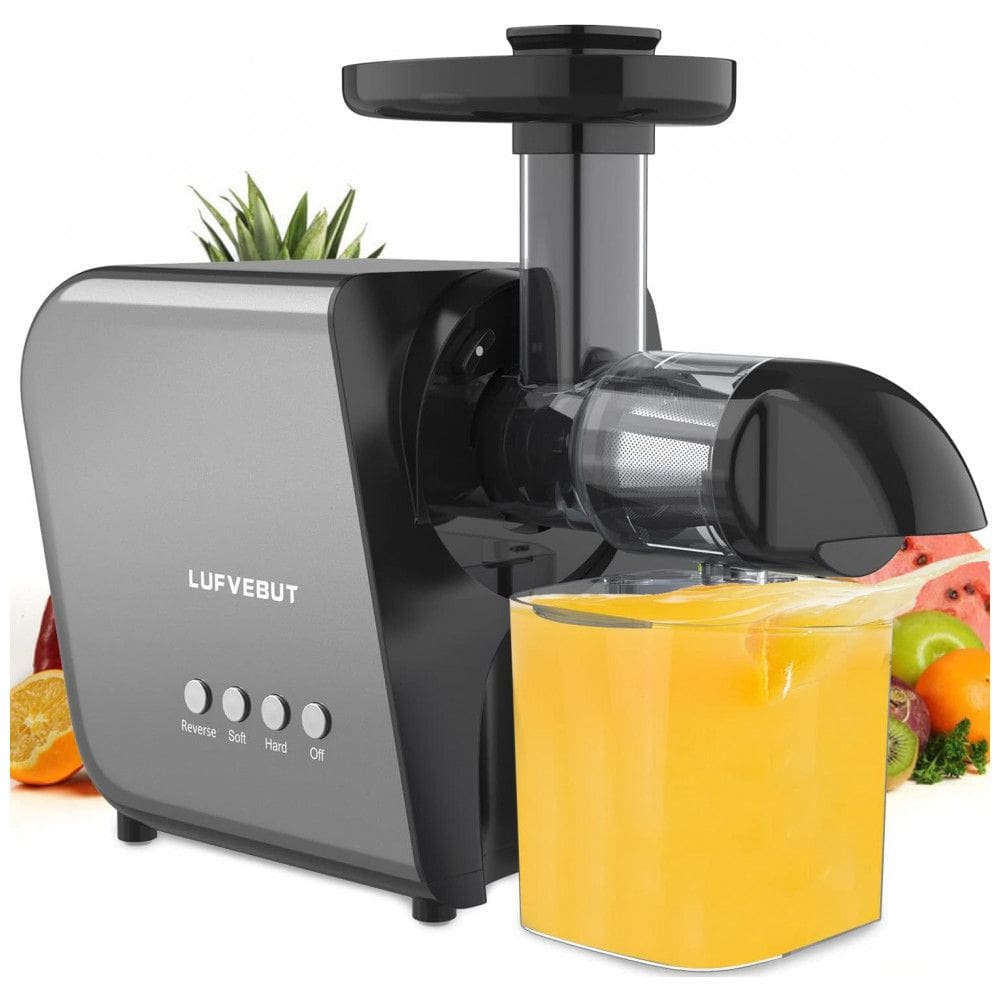 Espremedor de Frutas Elétrico Lento e Inteligente com Motor Silencioso e Fácil de Limpar, 200W, LUFVEBUT, Preto