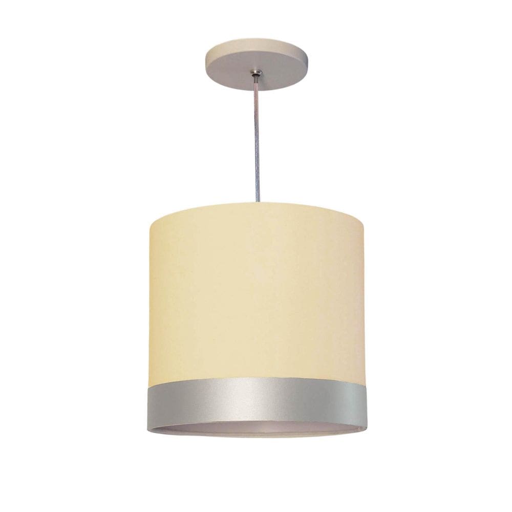 Lustre Pendente Cúpula Crú Com Detalhe Prata 25X25