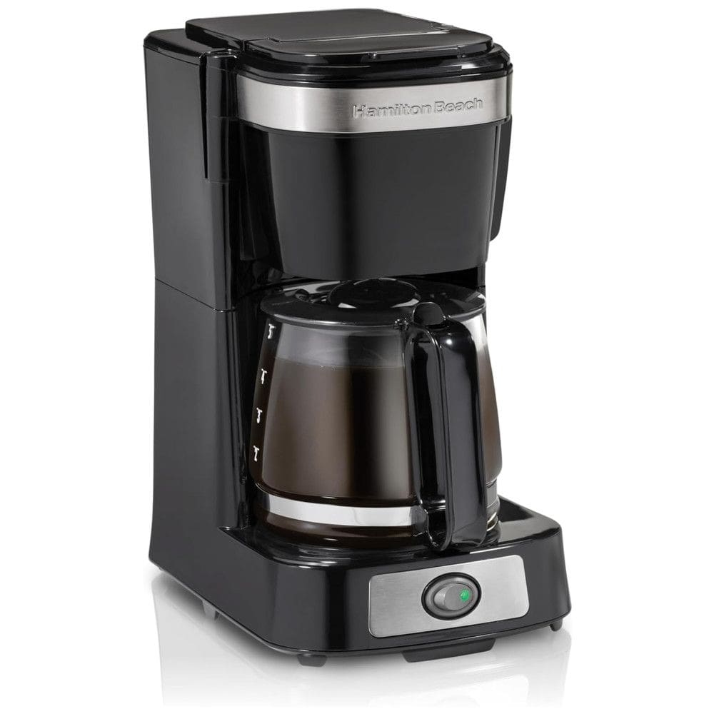 Máquina de Café Cafeteira Hamilton Beach 12 Xícaras, Abertura Frontal, Jarra de Vidro, Função Anti-Gotejamento, Inox – 1,8 L, 900 W, Preta