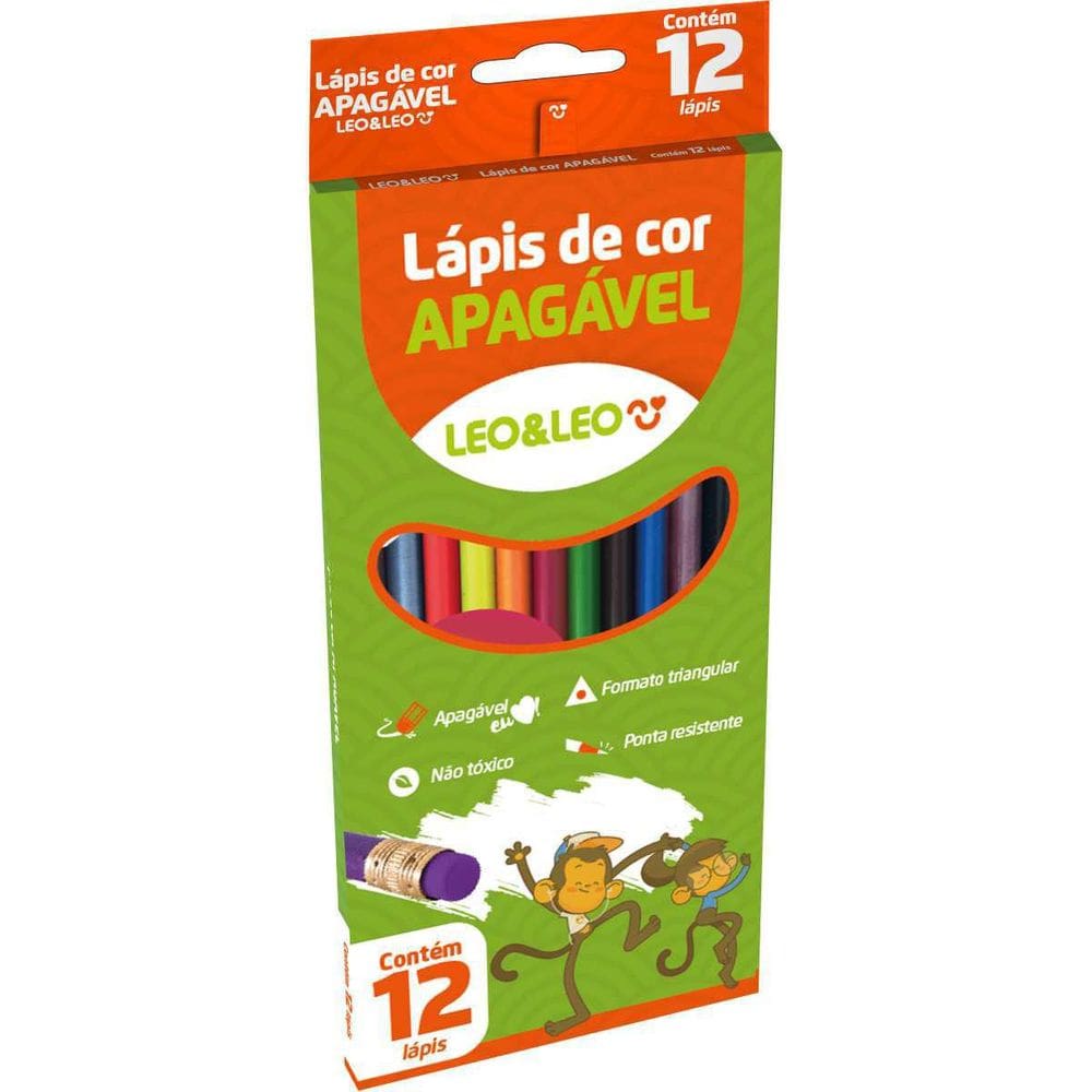 Lapis De Cor Triangular Leoleo 12Cores Apagavel