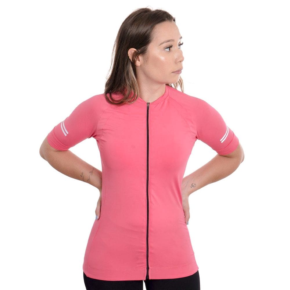 Camiseta feminina ciclismo com zíper Lupo
