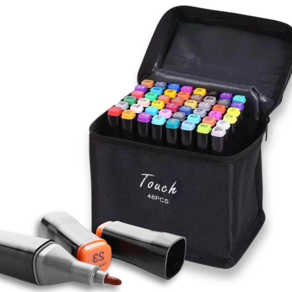 Kit Canetas Marcador permanete Para Colorir Com Ponta Dupla 80 Cores