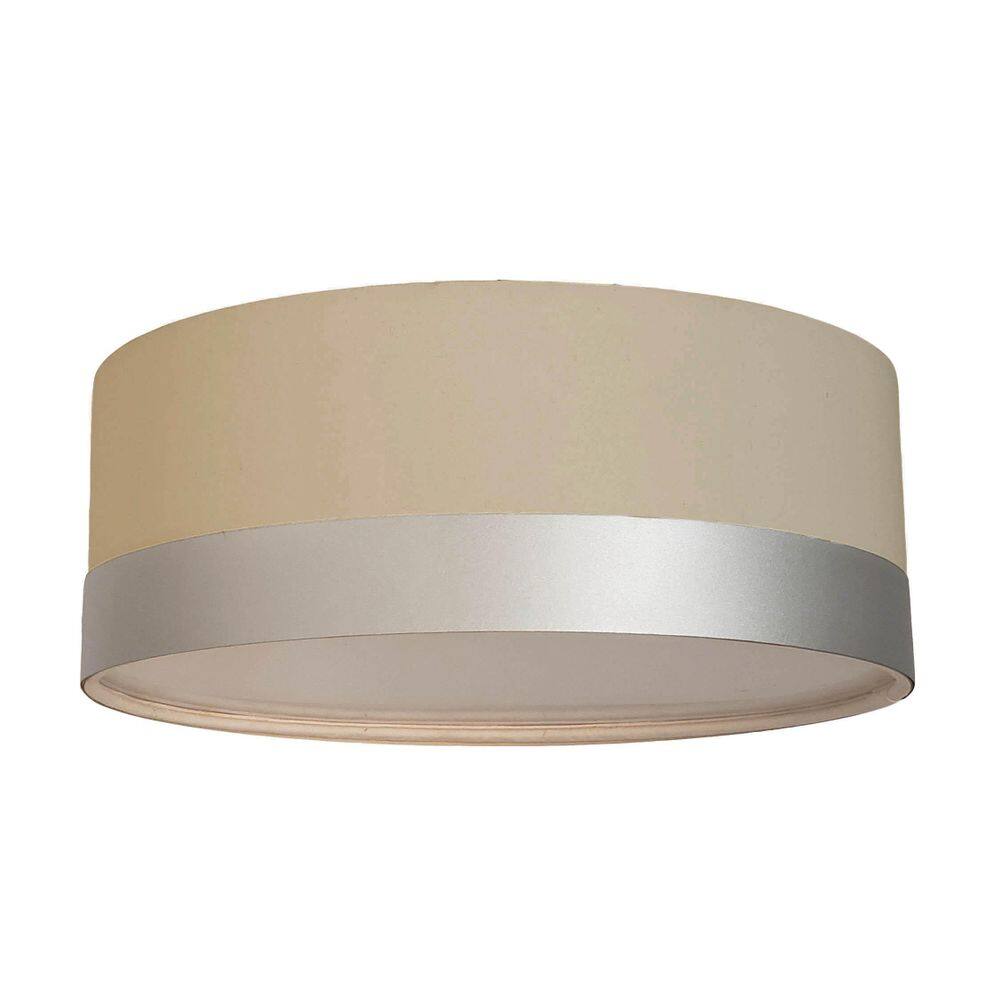 Luminária Plafon Cúpula Cáqui com Detalhe Prata 40x15 2E27