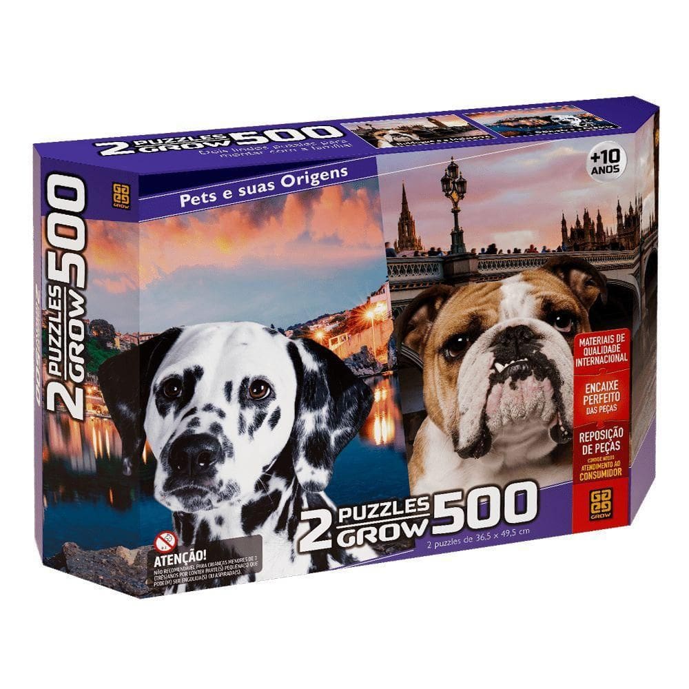 Quebra-Cabeça Duplo Pets E Suas Origens 500 Peças