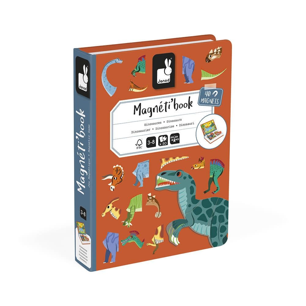 Livro Magnético Misture Dinossauros 50 Peças - Janod