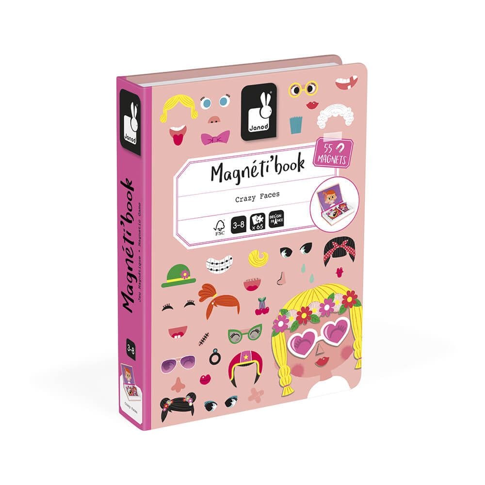 Livro Magnético Crazy Faces 65 Peças - Janod