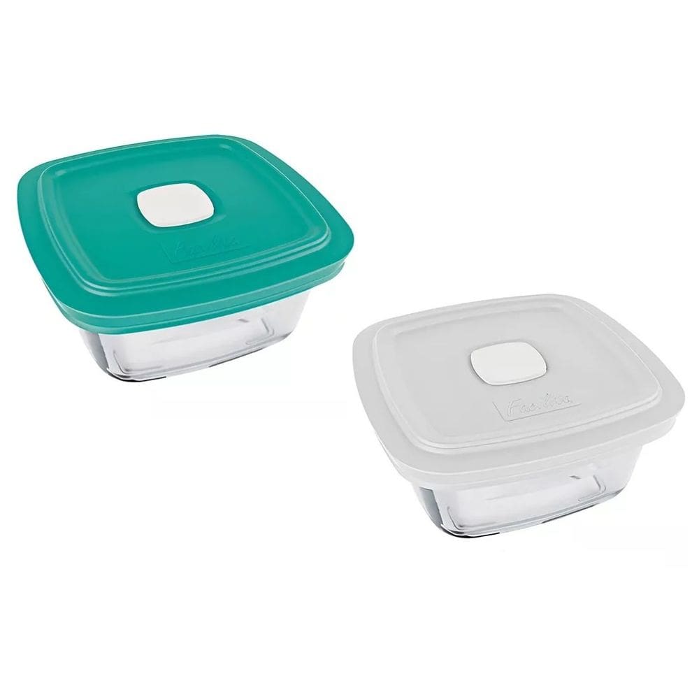Kit 2 Potes Vidro Marinex Facillita 1L Quadrado Cor diversa
