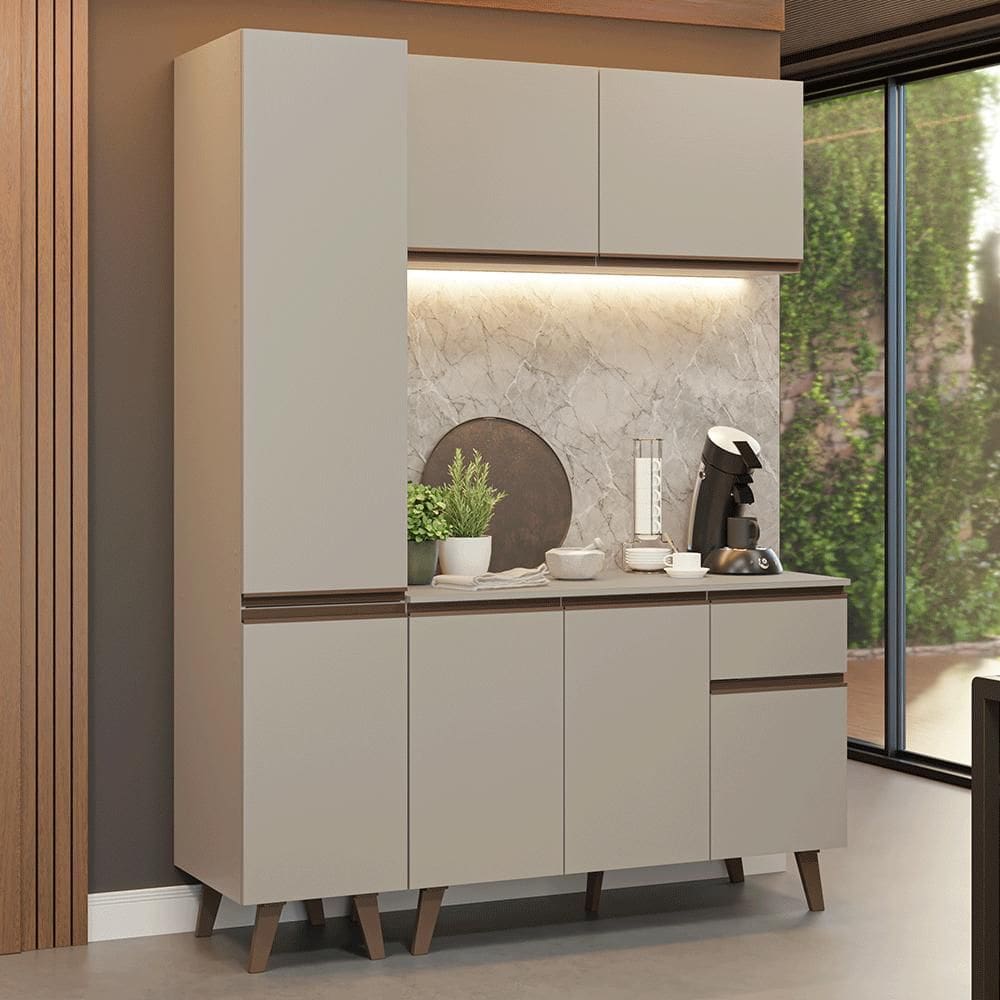 Armário de Cozinha Compacta 160 cm Crema Nice Madesa 01