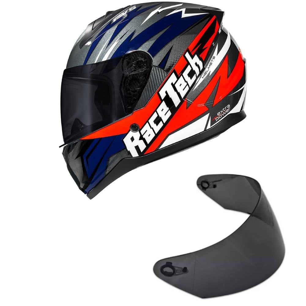 Capacete Race Tech Sector Electro Cinza e Laranja Mais Viseira Fumê