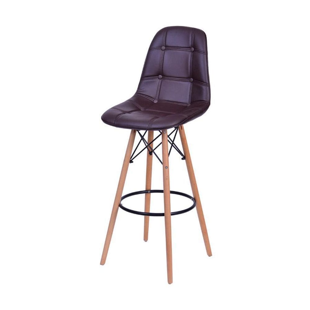 Banqueta Boxbit Dkr Eames Botonê Café Base Madeira