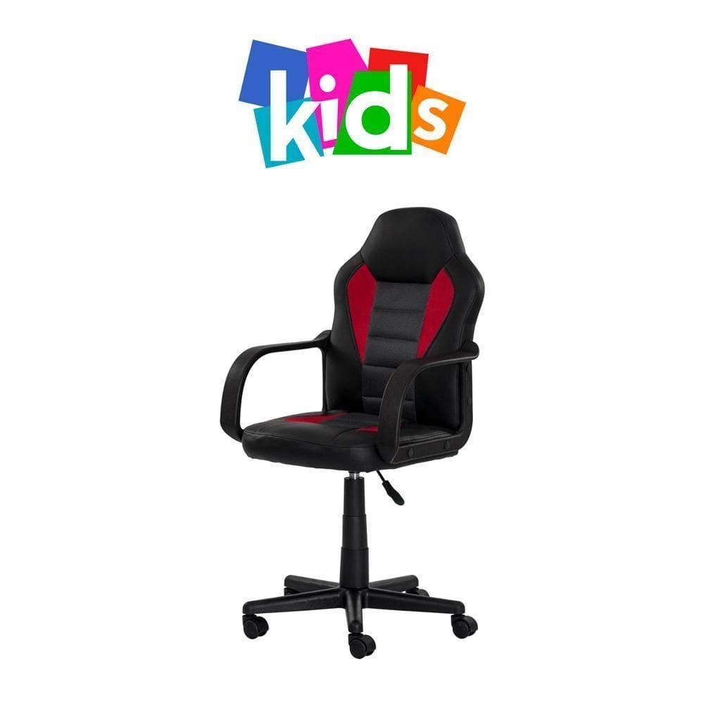 Cadeira Gamer Infantil Giratória Preta Vermelho Altura