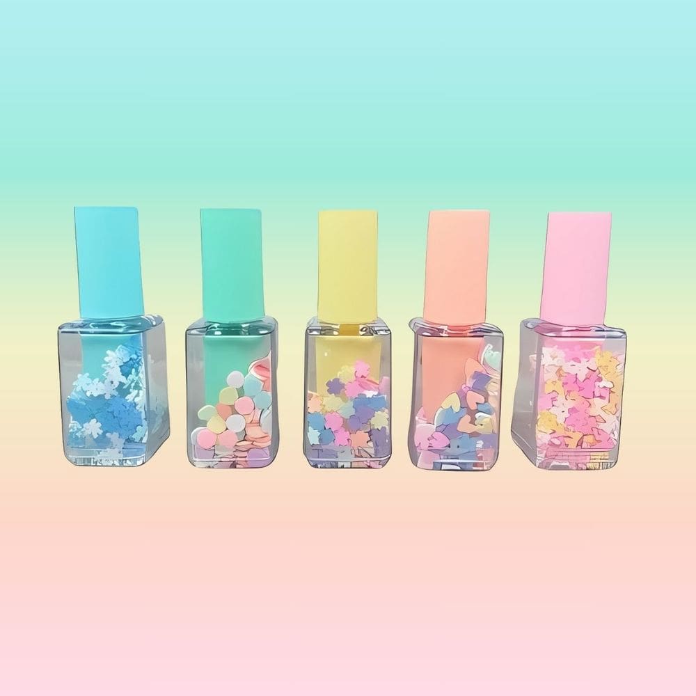 Kit 5 Caneta Marca Texto Esmalte Decorado Cute Fashion Fofo Colorido Blister | Papelaria Kwaii