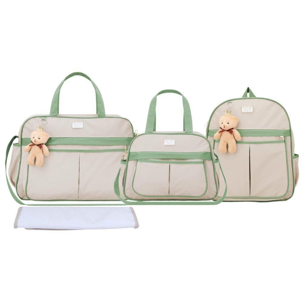 Kit Bolsas Maternidade Espera Feliz Luxo Hope Bege E Verde