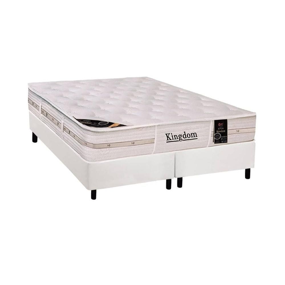Cama Box : Colchão Molas  Ensacadas Castor Kingdom Aloe Vera + Base CRC Courano White (193x203)