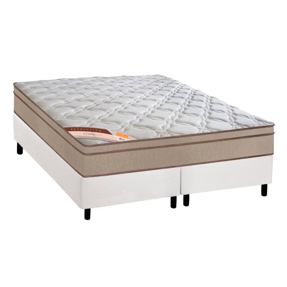 Cama Box King: Colchão Molas Ensacadas Castor Revolution Híbrido + Base CRC Courano White (193x203)