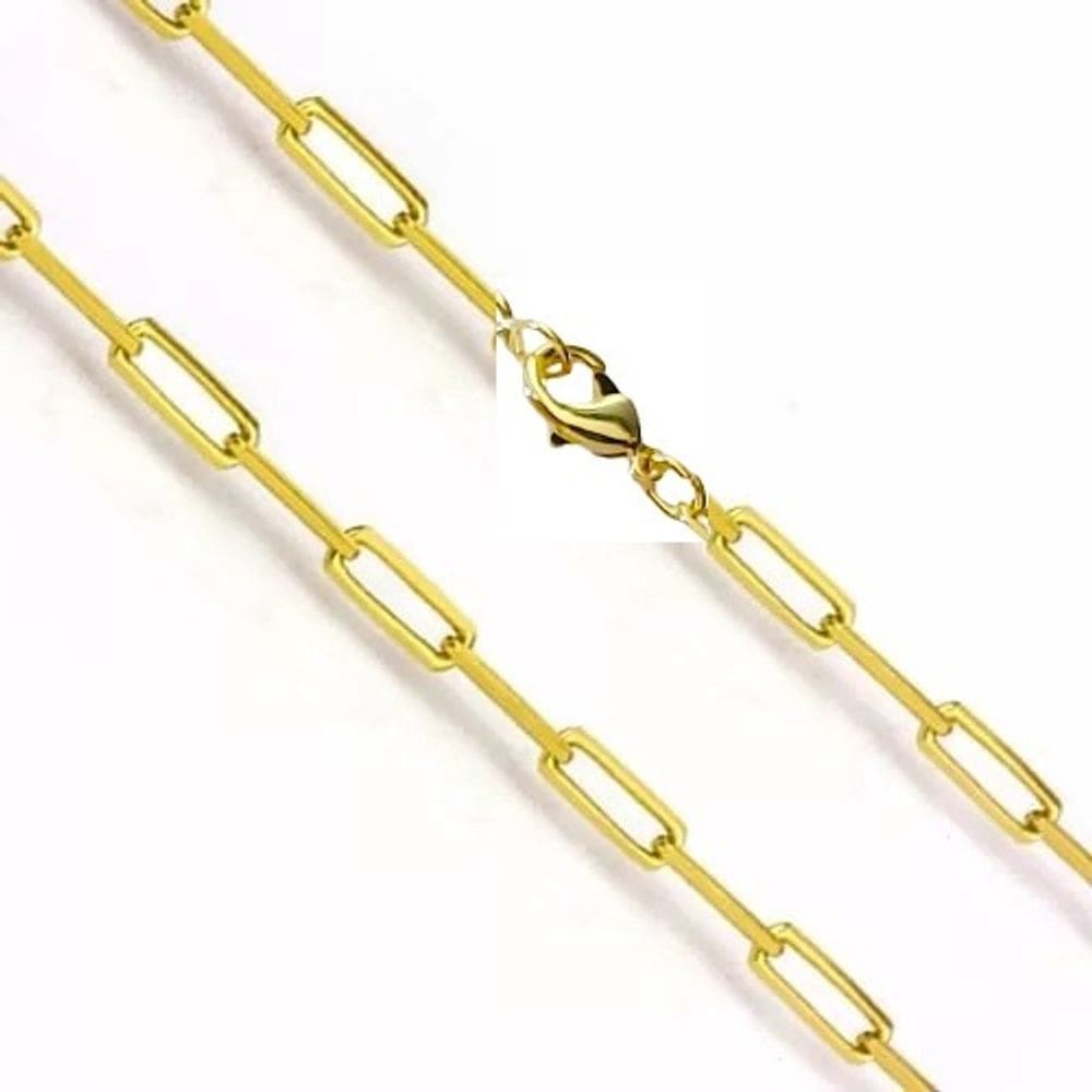 Corrente Elo Longo 60cm Feminina Banhada a Ouro