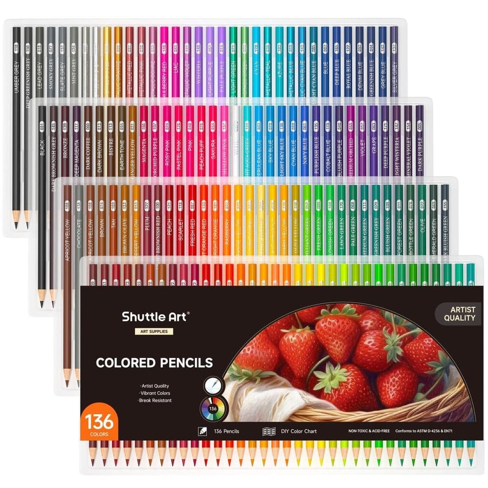Lápis de cor Shuttle Art 136 Soft Core com cartela de cores