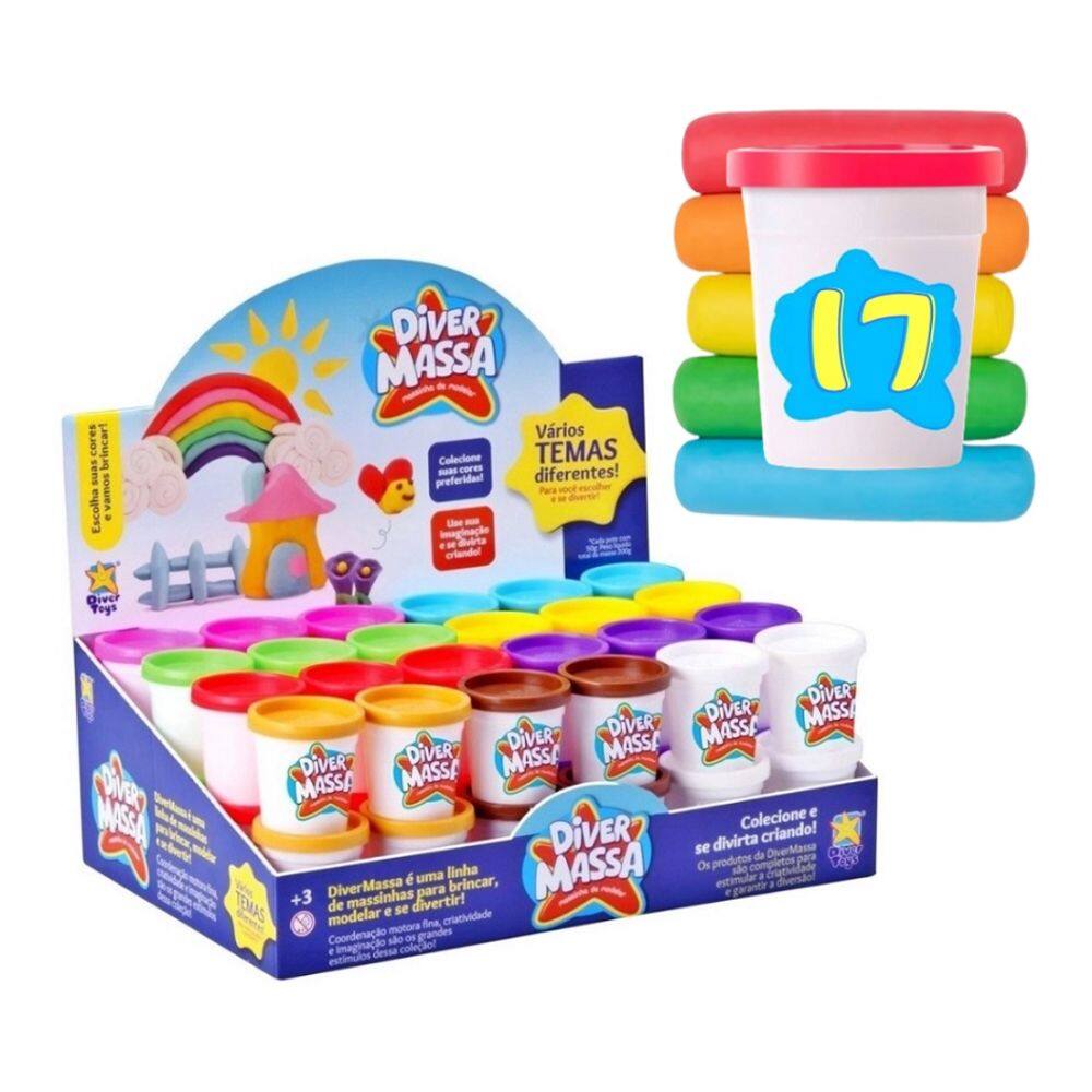 Kit 17 Potes Potinho De Massinha Massa De Modelar Divertoys