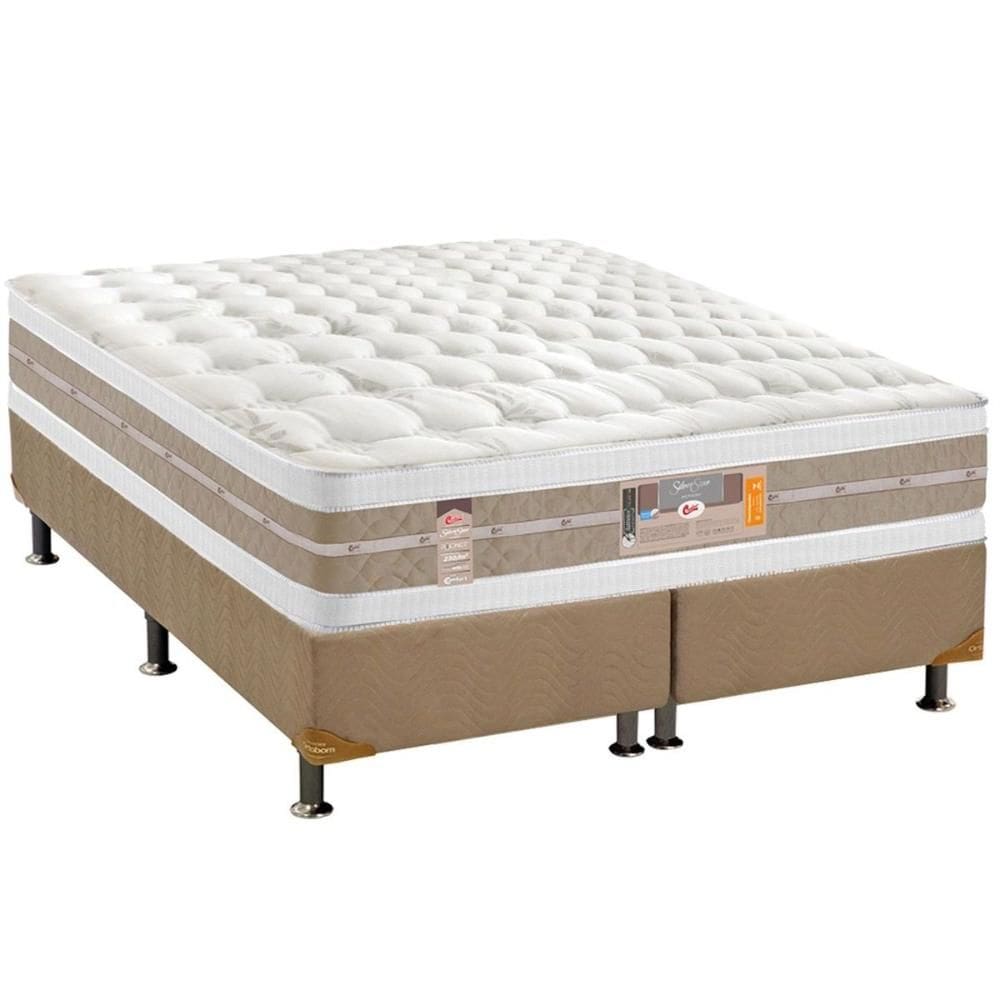 Cama Box King: Colchão Molas  Ensacadas Castor Silver Star Air + Base CRC Suede Clean (193x203)