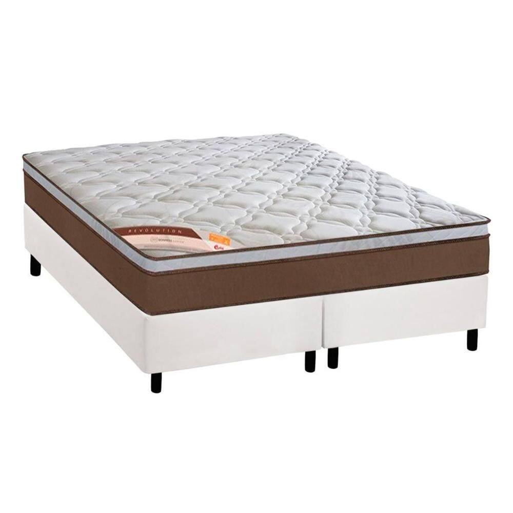 Cama Box King: Colchão Molas  Ensacadas Castor Revolution + Base CRC Courano White (193x203)
