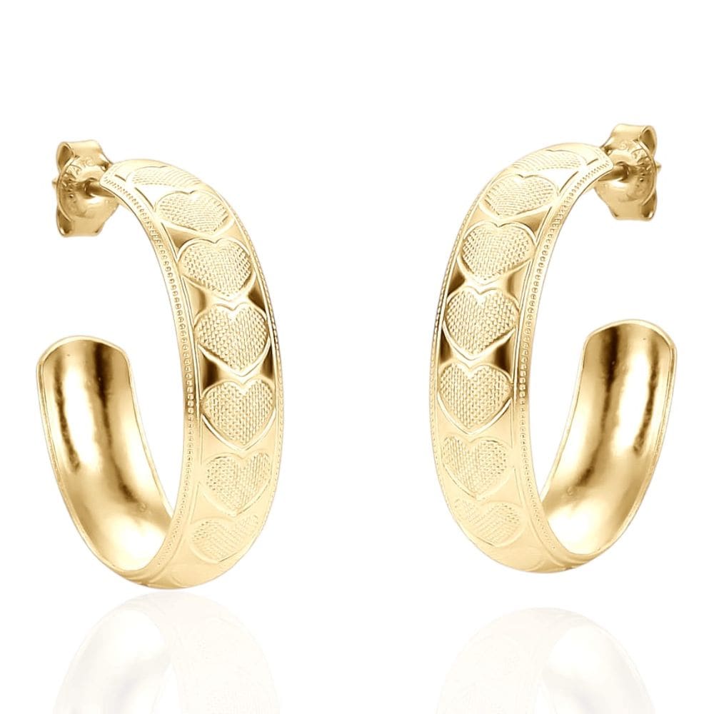 Brinco de Argola Básica Tarraxa Coração Folheado a Ouro 18k