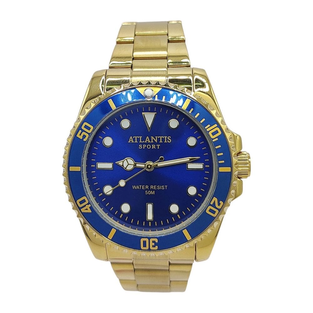 Relógio Atlantis Dourado Catraca Resistente a Água 5atm