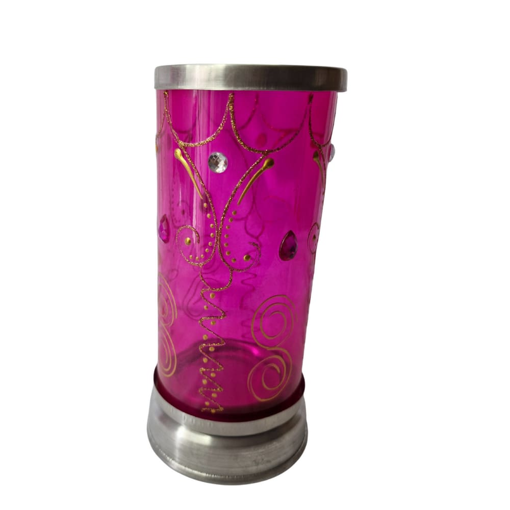Suporte Porta Vela Rosa Decorado 18 cm