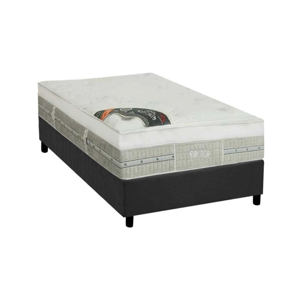 Cama Box Solteiro: Colchão Molas  Ensacadas Castor Eurotop Summer Winter + Base CRC Suede Gray (88x188)