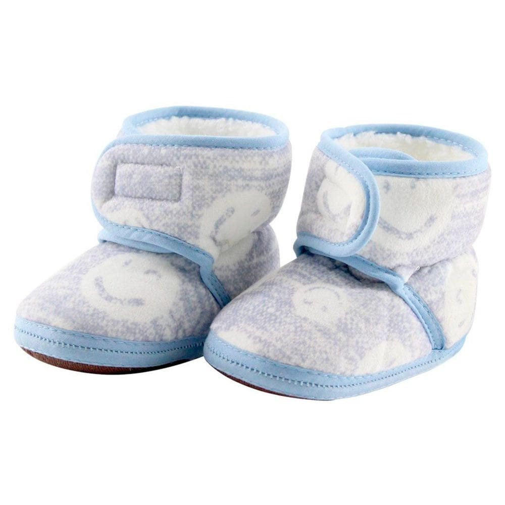 Pantufa Sapatinho Infantil Bebe Azul Forrada com fecho aderente