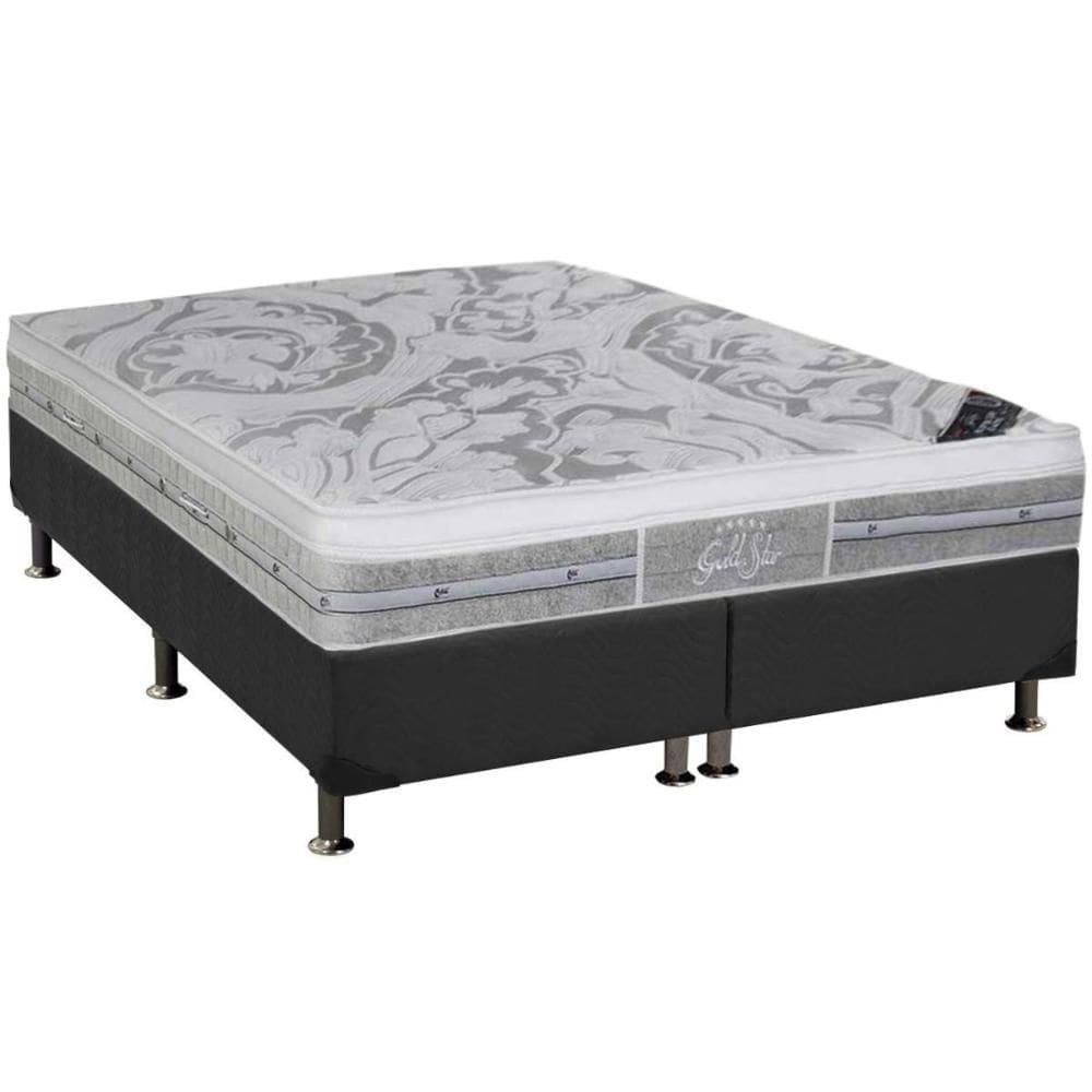 Conjunto Box: Colchão Molas Castor Ensacadas SLX Grand Plush + Base CRC Suede Gray King (193x203)