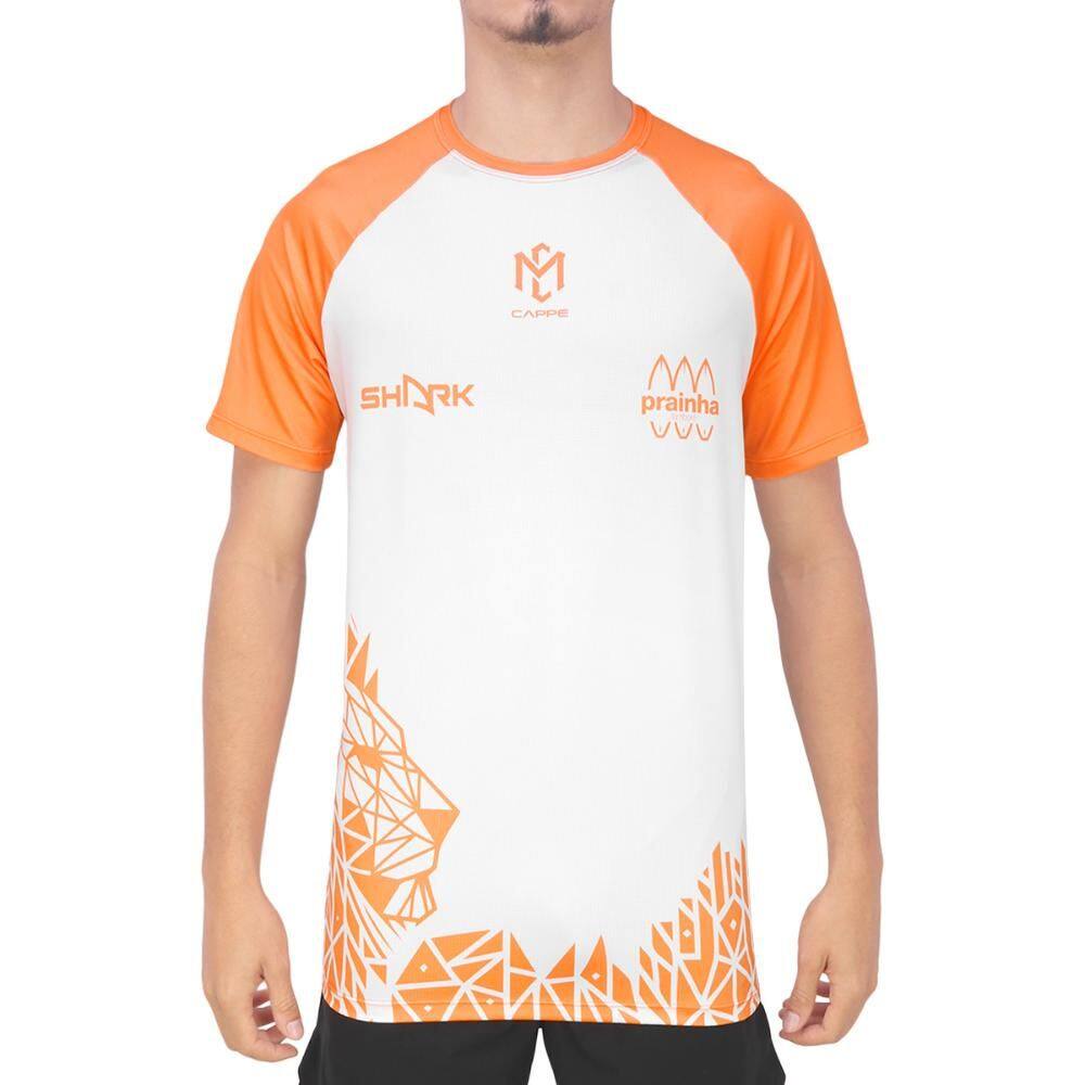 Camiseta Shark Cappe Oficial Branca e Laranja