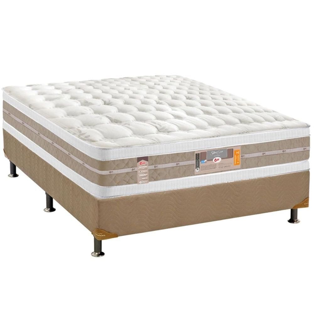 Cama Box Casal: Colchão Molas Ensacadas Castor Silver Star Air + Base CRC Suede Clean (138x188)