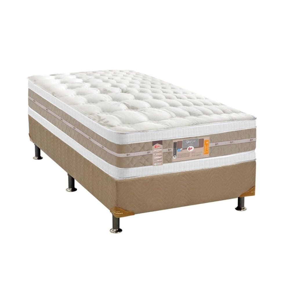 Cama Box Solteiro: Colchão Molas  Ensacadas Castor Silver Star Air + Base CRC Suede Clean (88x188)