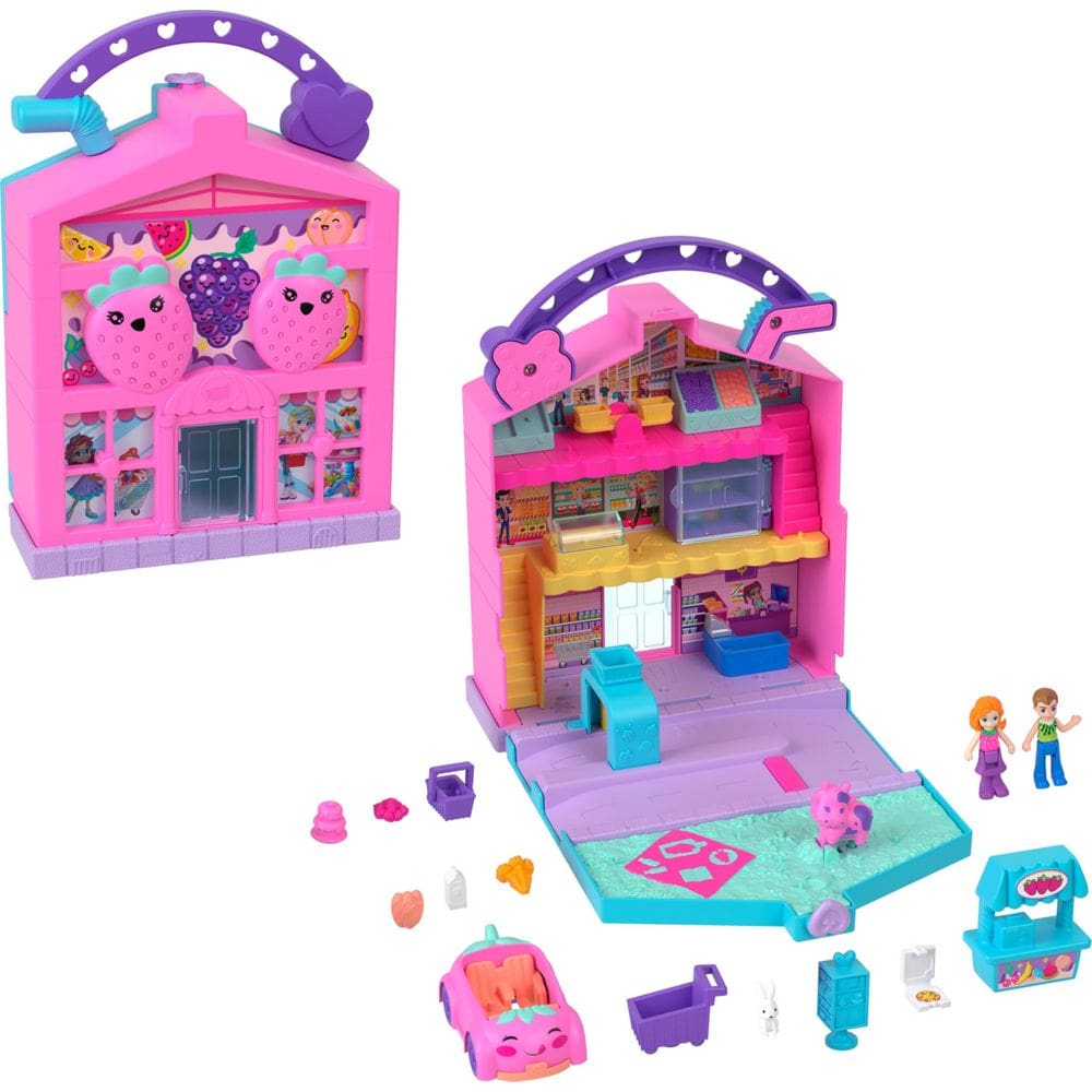Conjunto de brinquedos Polly Pollyville Fresh Market com 2 bonecas