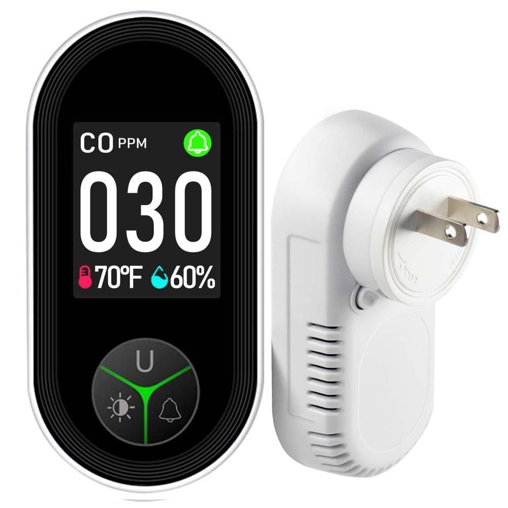 Detector de monóxido de carbono VETOUCH Plug-in com temperatura e umidade