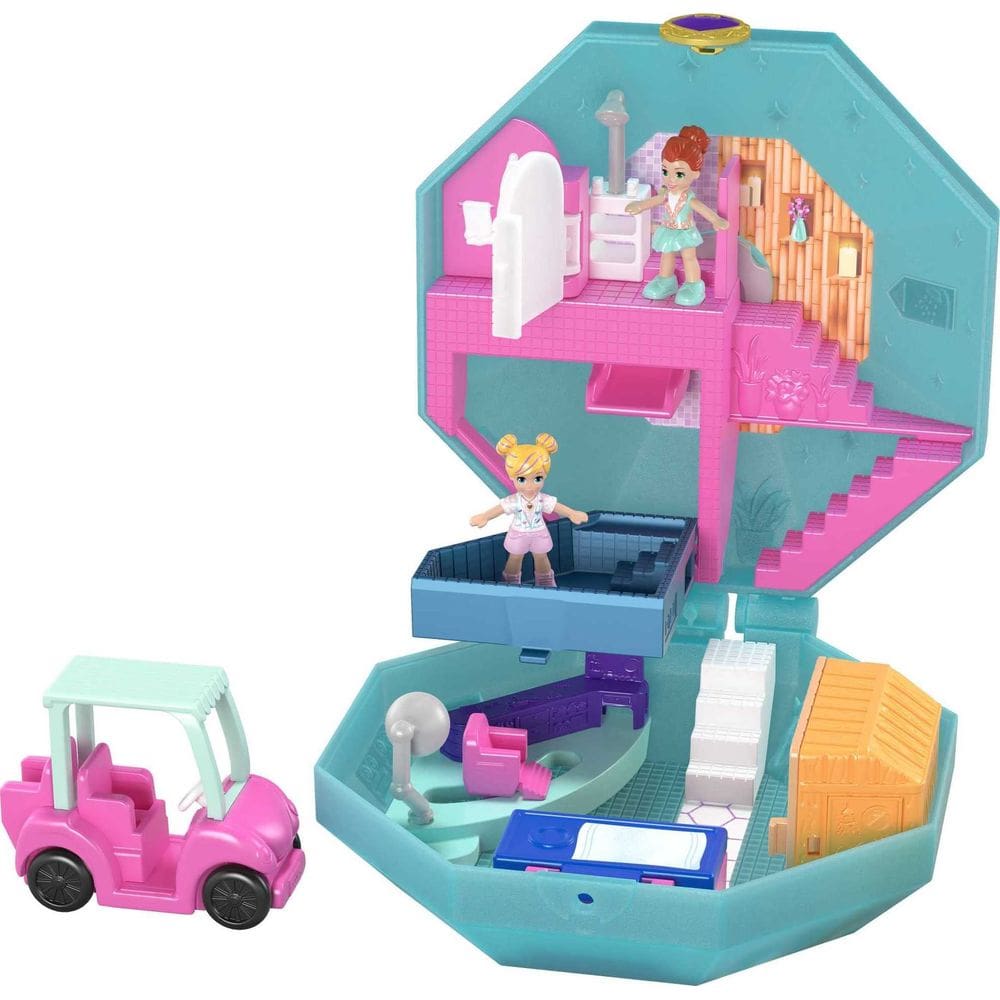 Playset Polly Travel com 2 microbonecas e carro de brinquedo
