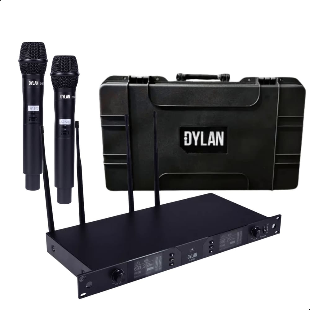Microfone Sem Fio Duplo Digital Padrao Rack Dylan D-9500