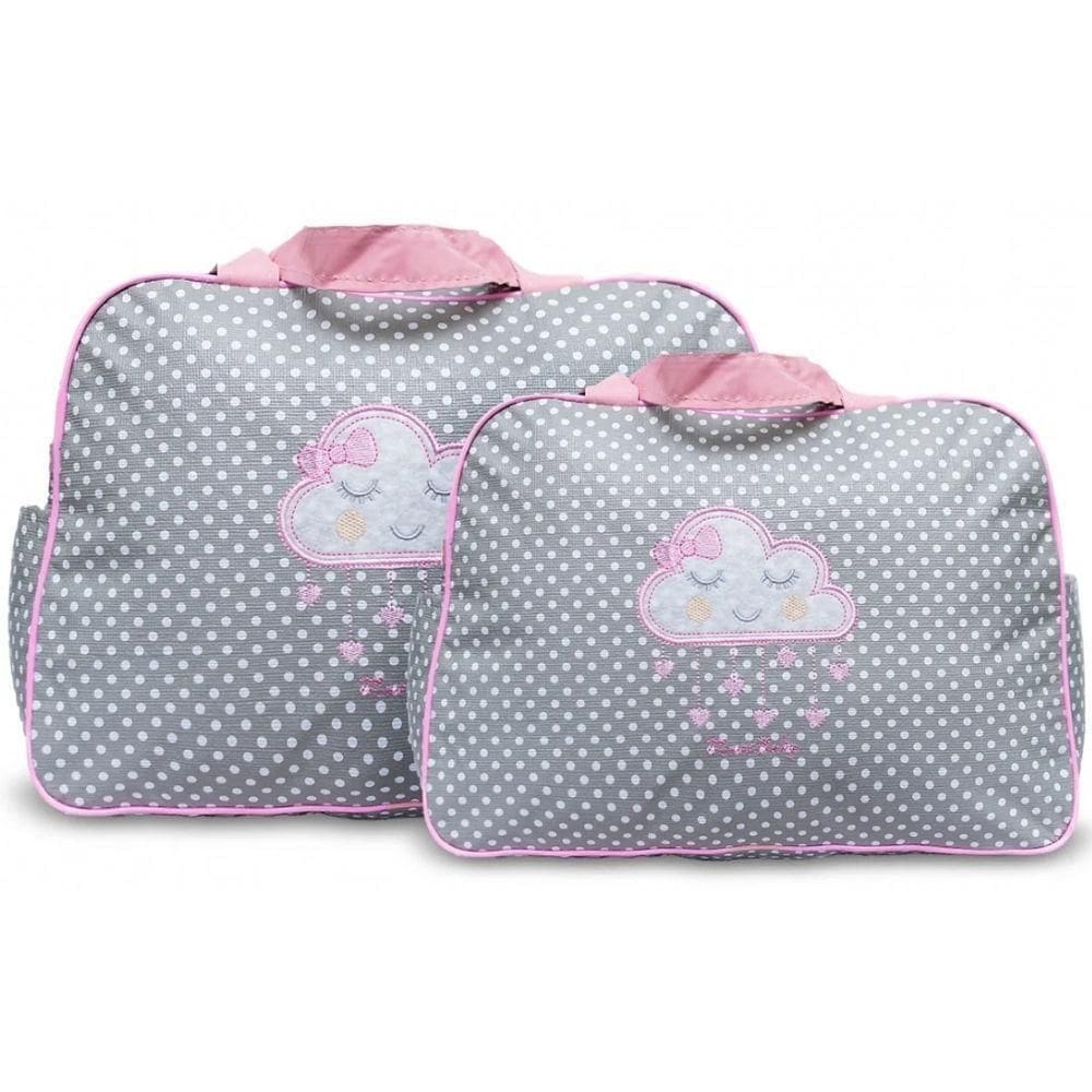 Kit Bolsas Maternidade Nuvem Bolinhas Baby Cinza