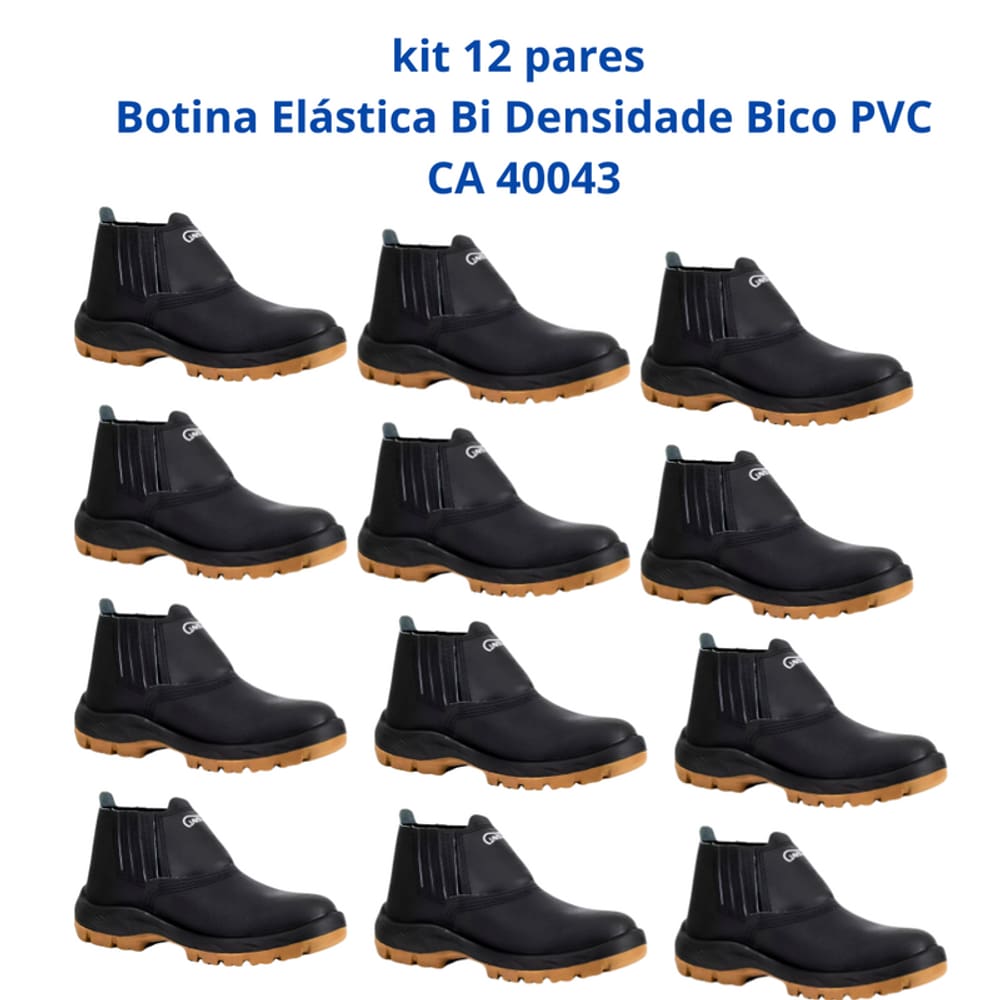 Kit 12 Pares Botina Epi Bico Pvc Segurança Crival CA 40043