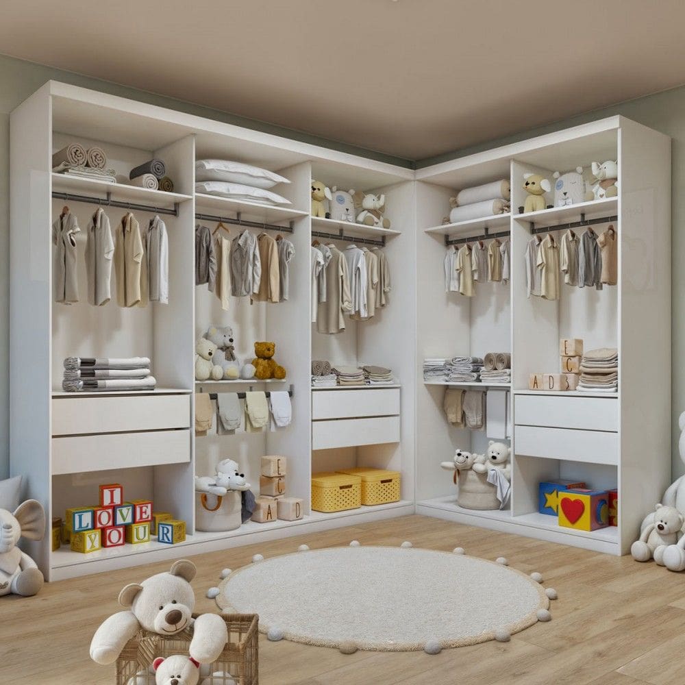 Closet Modulado Infantil Valentina 6 Gavetas 7 Prateleiras Branco - Minastex