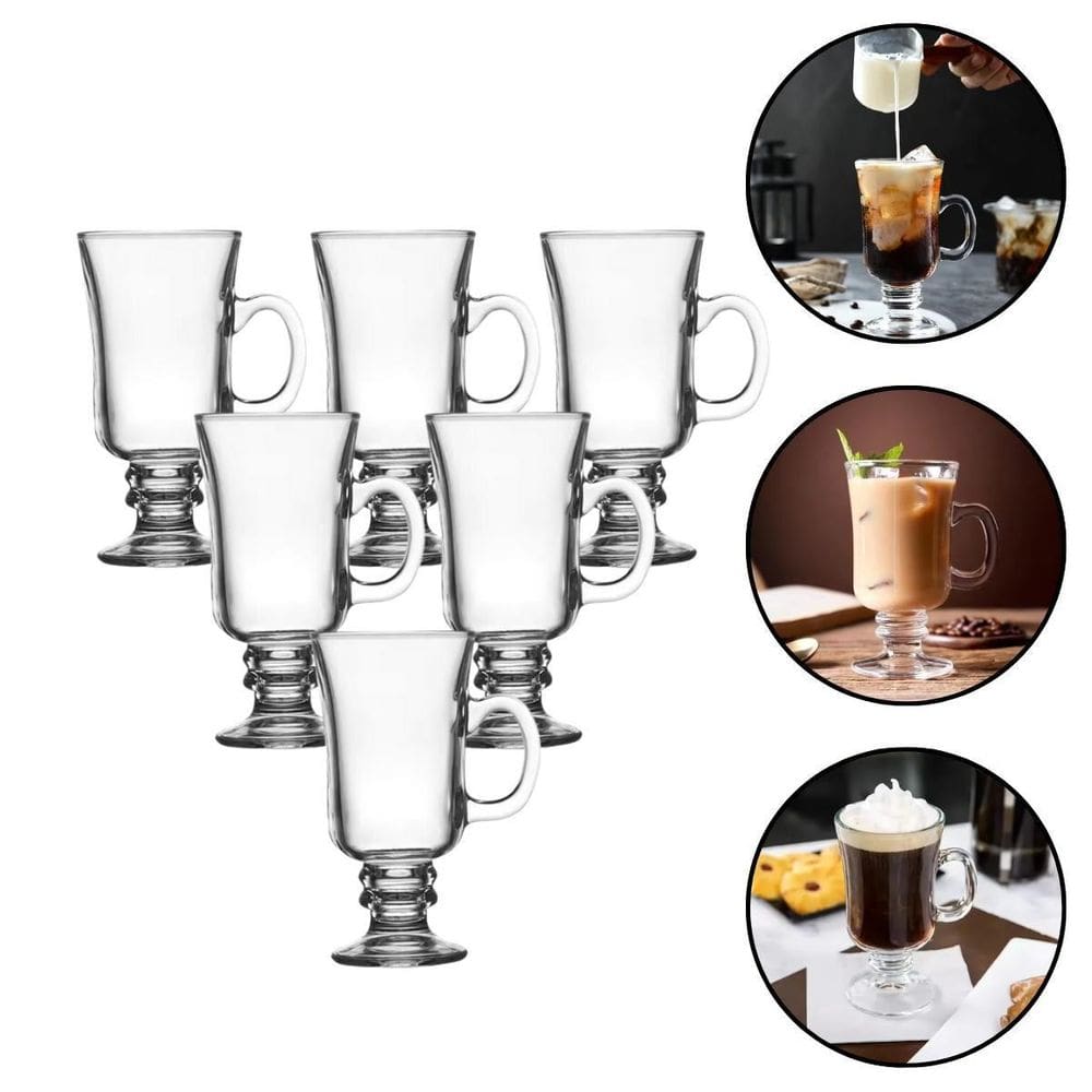 Conjunto 6 Canecas Xicara Cappuccino Cafe De Vidro 130ml Cha Rio Home