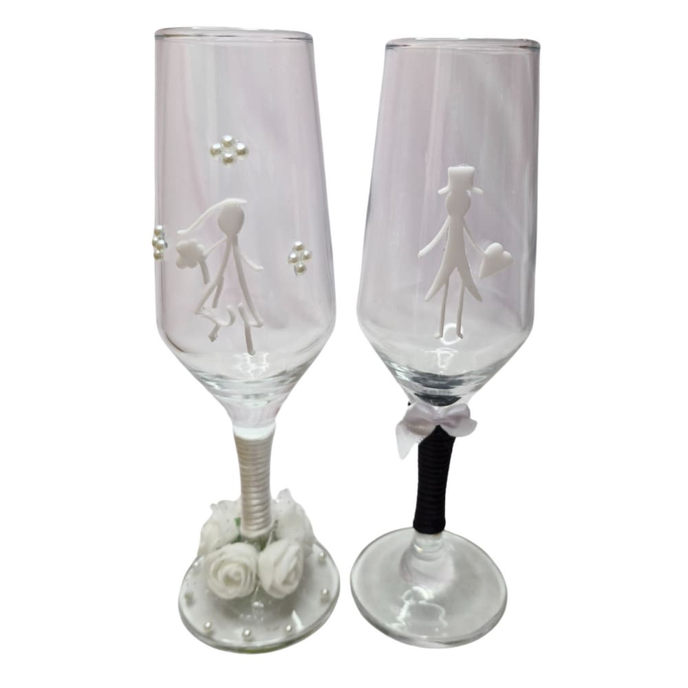 2 Taças Vidro Casamento Noivos Amor Presente