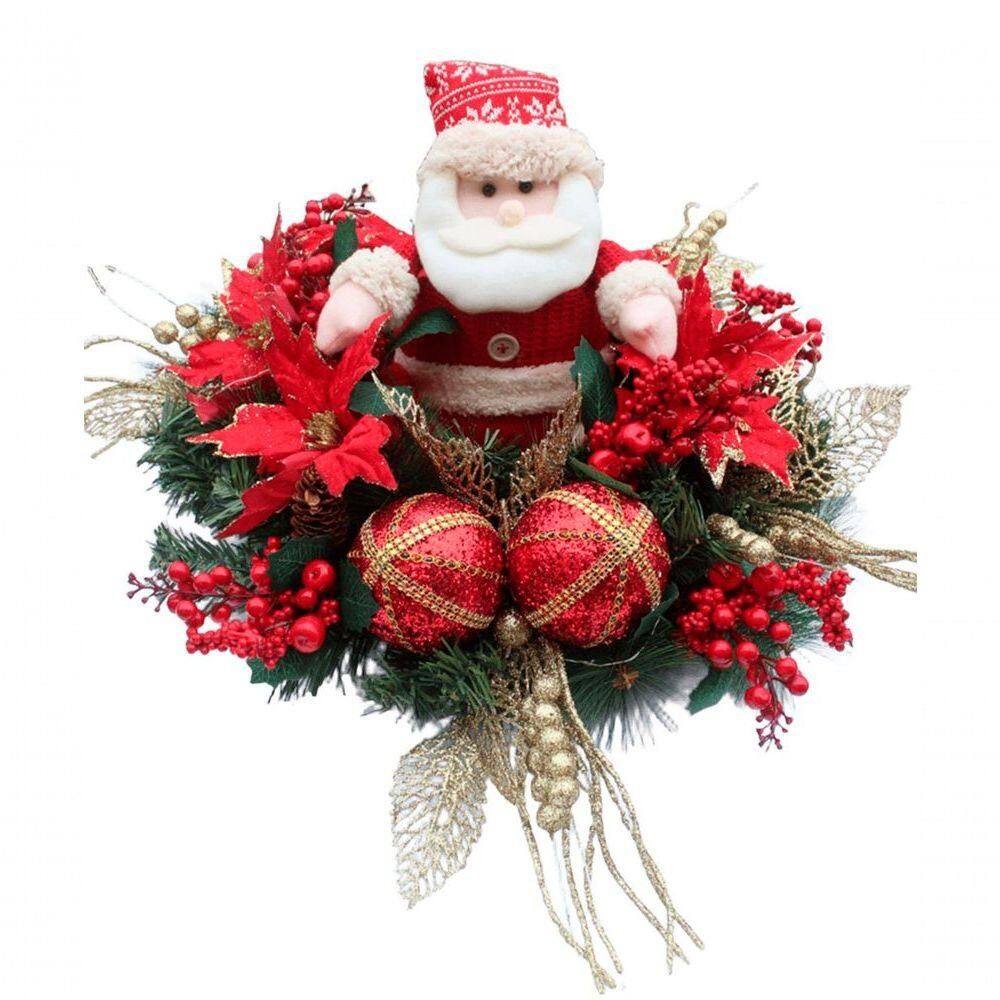 Decoração Natal Arranjo De Mesa Papai Noel Luzes Leds 60cm