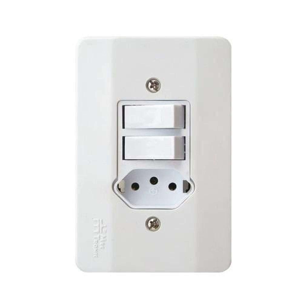 Interruptor Simples + Tomada 2 Peças - Linha Millenium Mectronic 9001