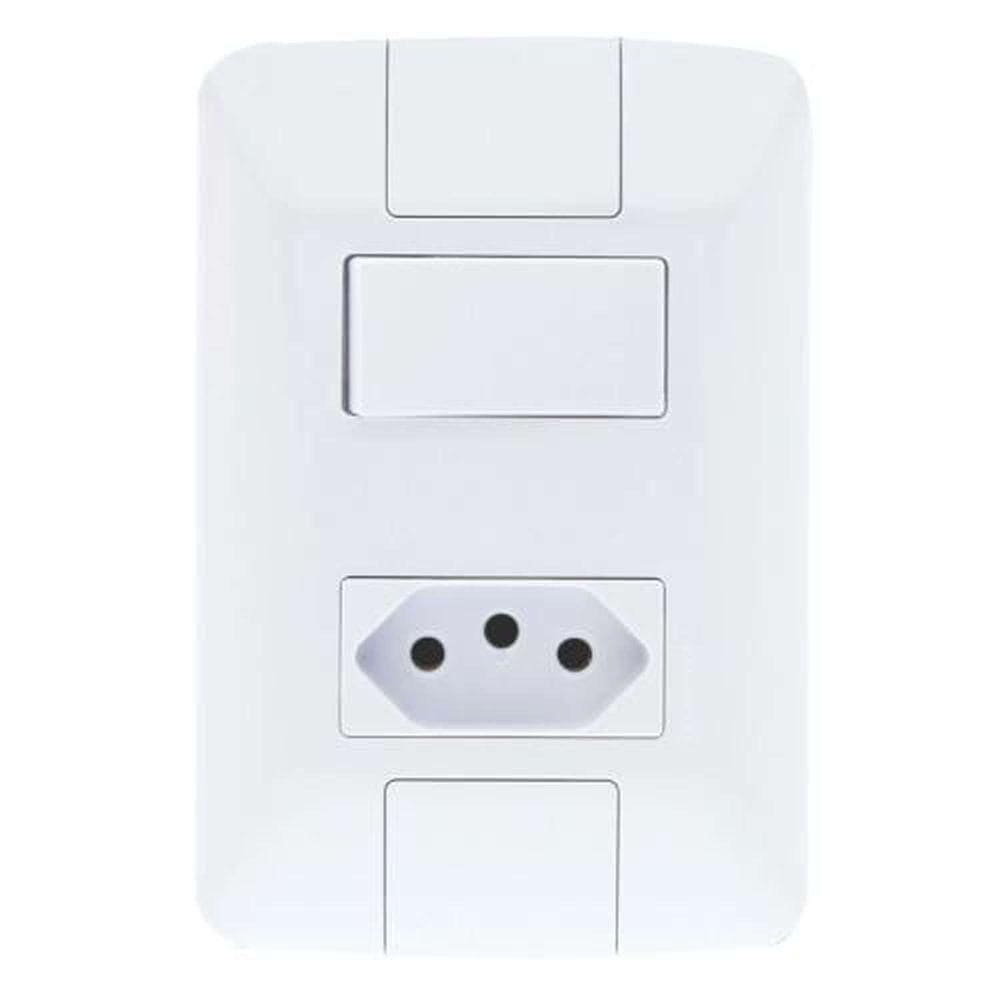 Conjunto Interruptor Simples + Tomada 10a Linha Aria Tramontina Branco Modular Fixação Facilitada