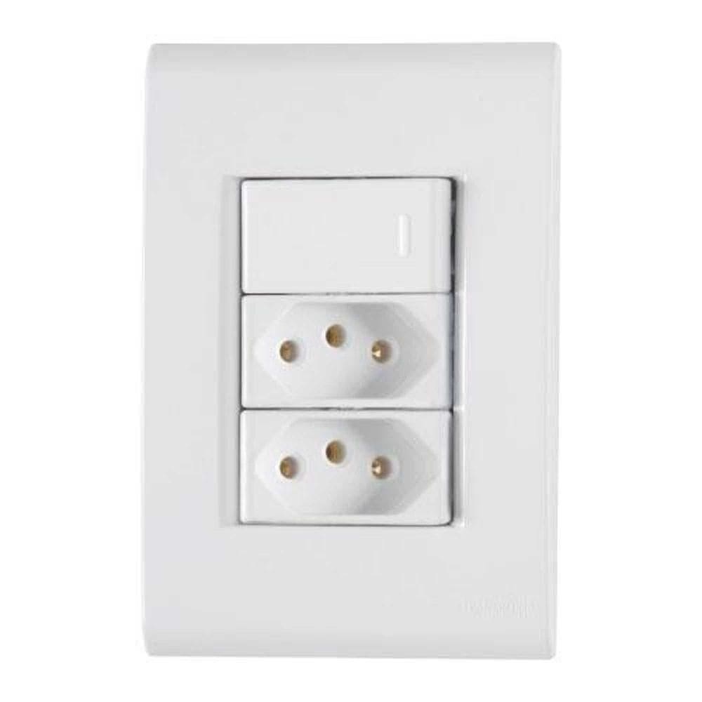 Conjunto Interruptor Simples + 2 Tomadas 20a - Linha Liz - Tramontina