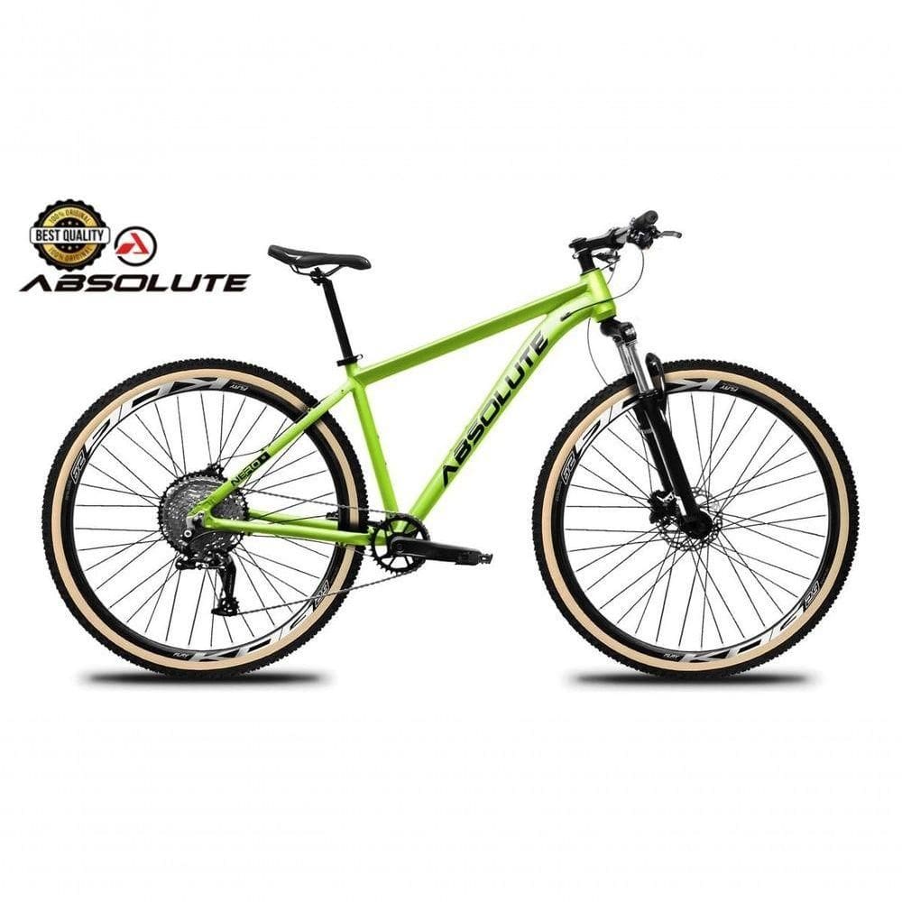 Bicicleta Aro 29 Nero 5 Peças Inteira Absolute 12v Garfo Trava Remota K7 Pneu Faixa Freio Hidráulico. Verde Tam.17