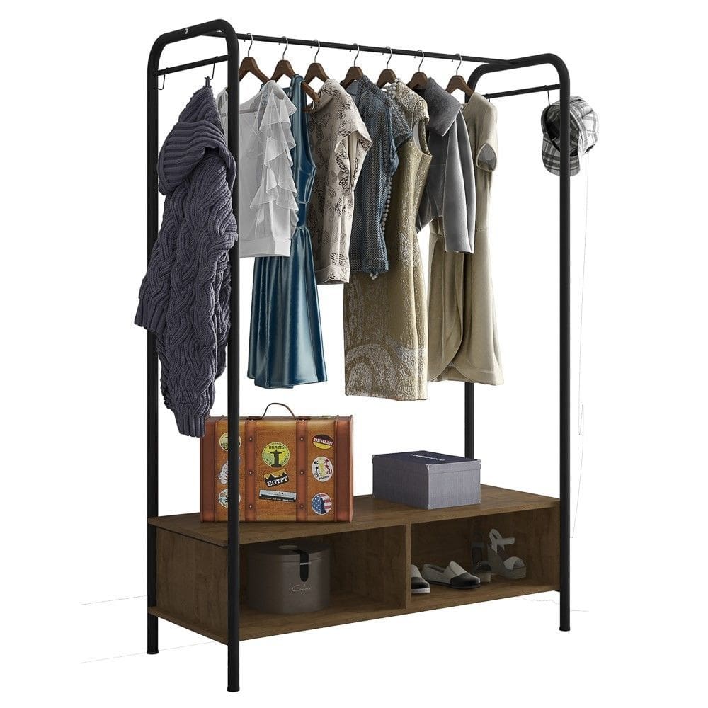 Guarda Roupa Roupeiro Casal Arara Closet Milão Preto Demolição - Abmaza