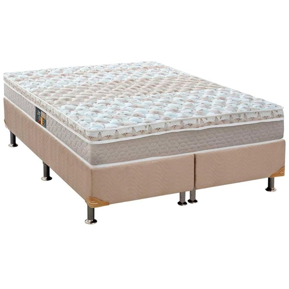 Cama Box Queen: Colchão Molas Ensacadas Castor Class + Base CRC Suede Clean (158x198)
