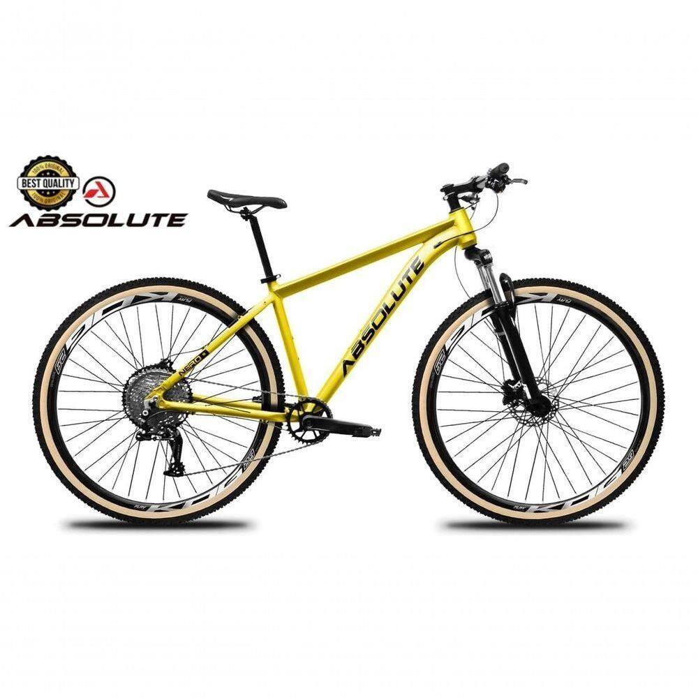 Bicicleta Aro 29 Nero 5 Peças Inteira Absolute 12v Garfo Trava Remota K7 Pneu Faixa Freio Hidráulico. Amarelo Tam.15